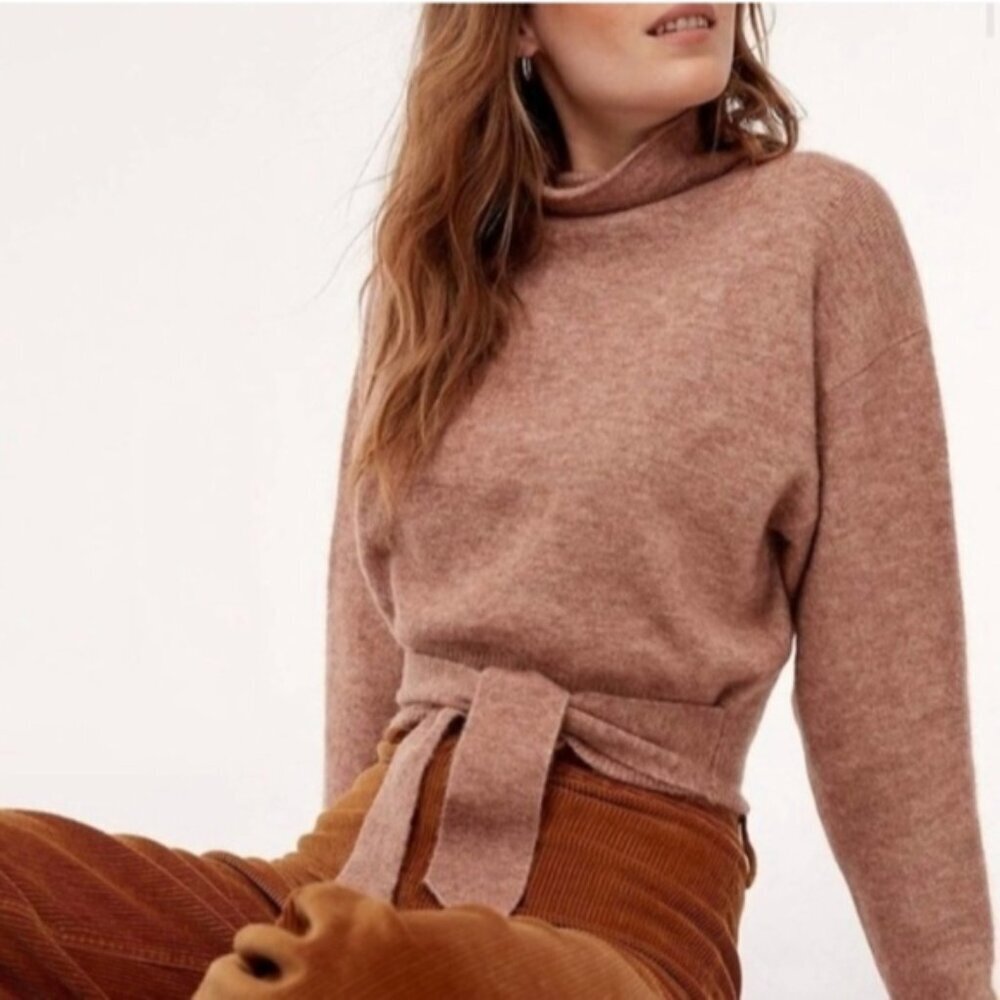 WILFRED Lorin Sweater Alpaca Wool Turtleneck Dusty Rose Pink XXS Aritzia